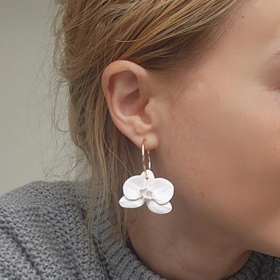 White Orchid Earrings