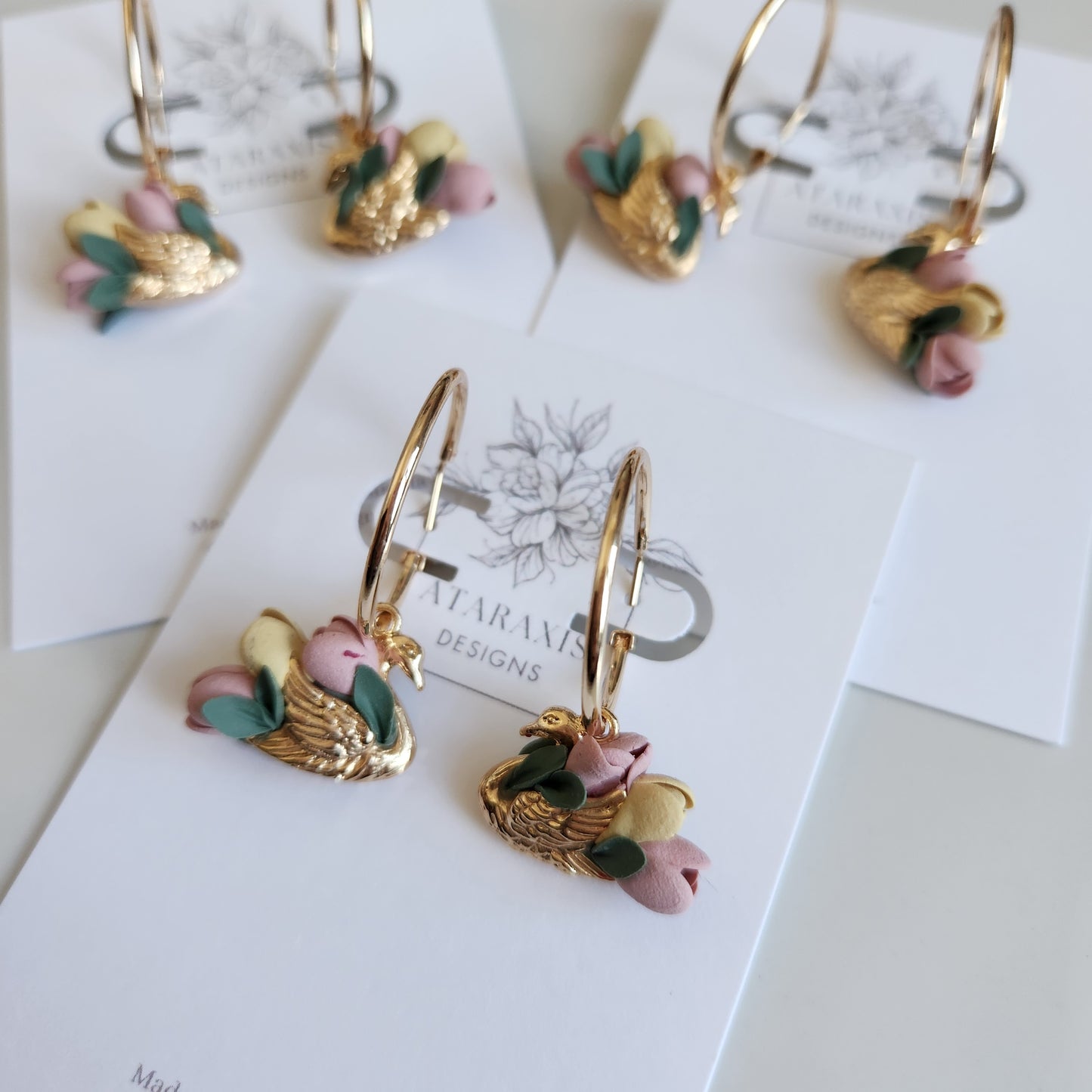 Tulips on Swans - Pink and Yellow