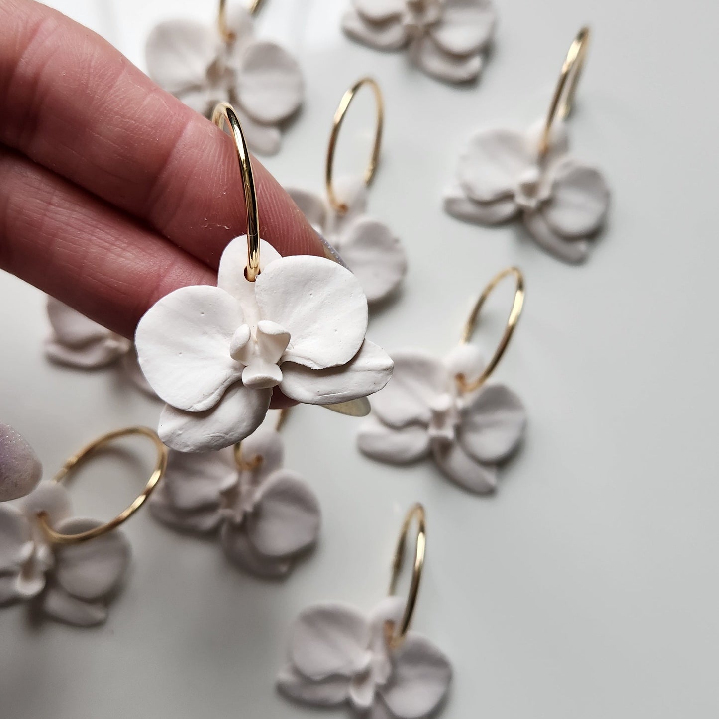 White Orchid Earrings