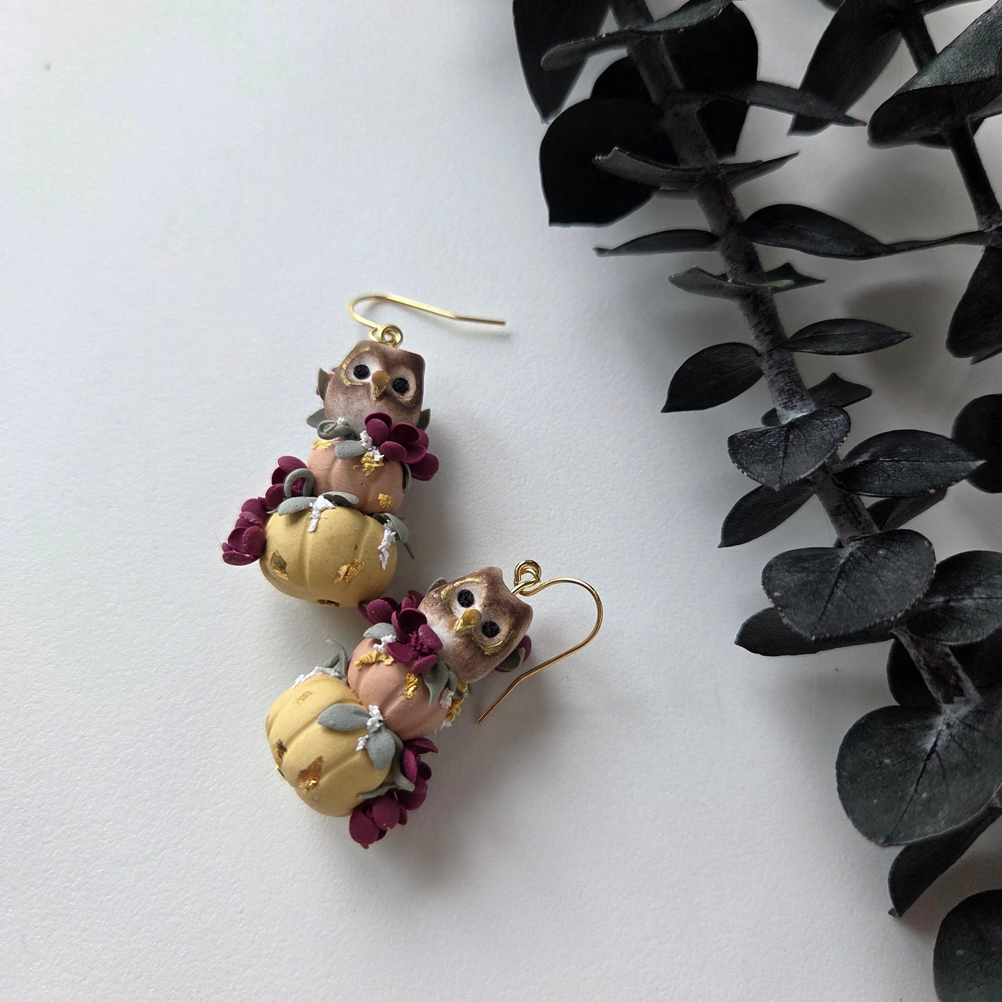 Owl Tower on Pumpkin Earrings