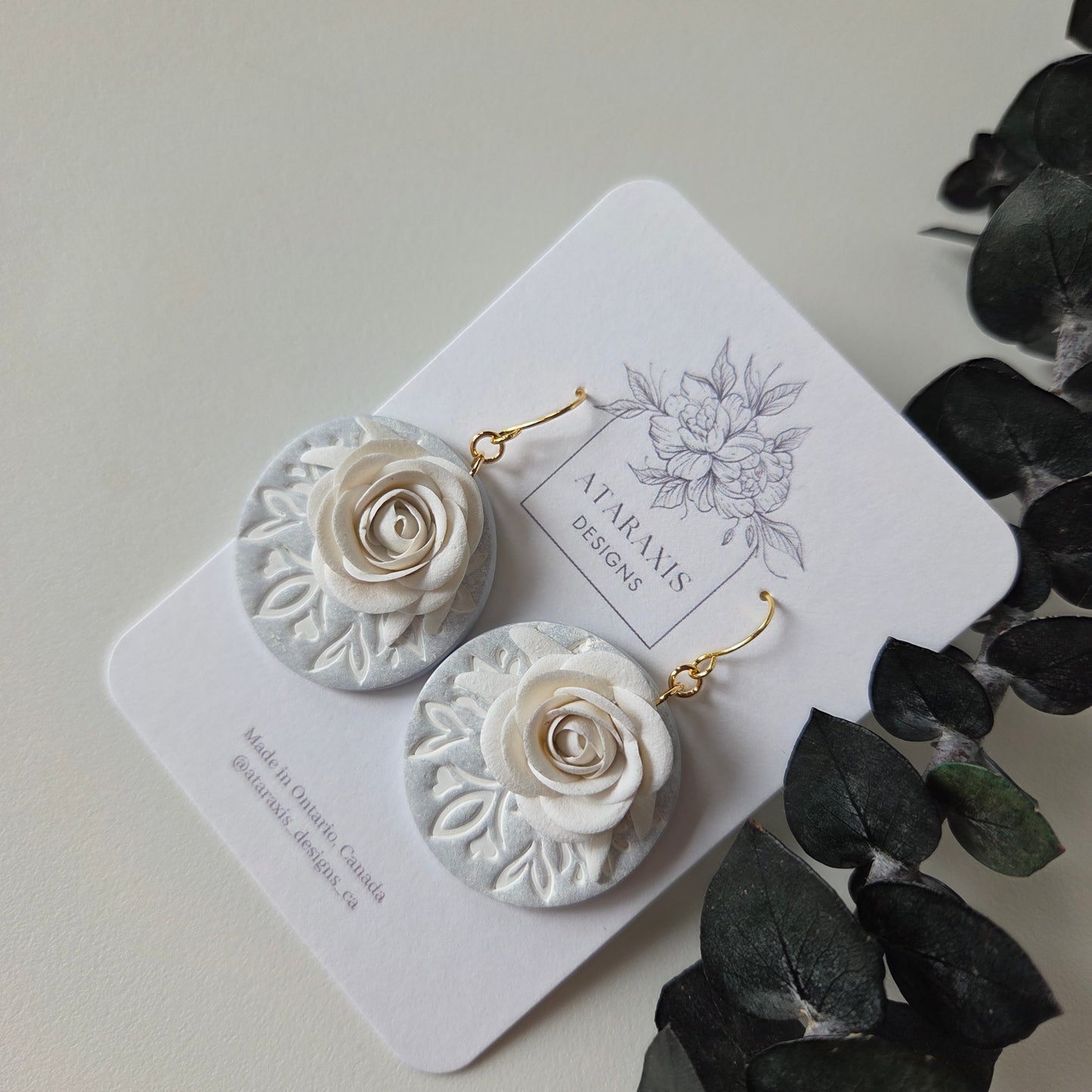 Large Roses on Painted Florals Earrings