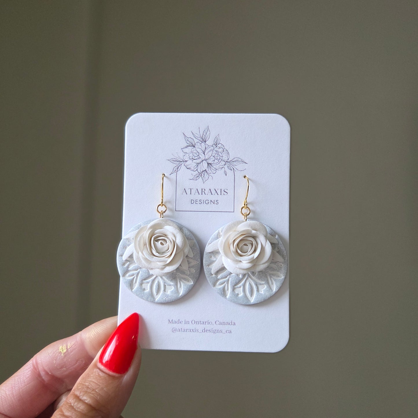 Large Roses on Painted Florals Earrings