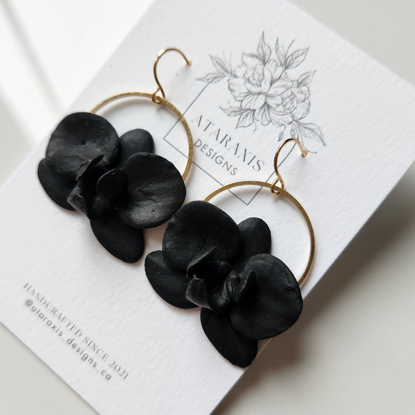 Black Orchid Dangle Earrings