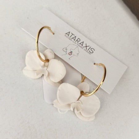 Solid white orchid earrings (no pearl)