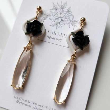 Elegant black and white earrings