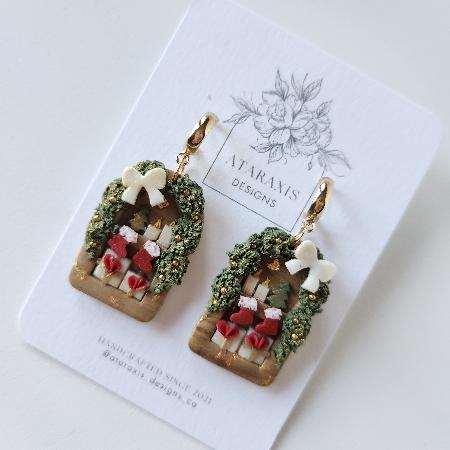 Christmas Bookshelf Earrings