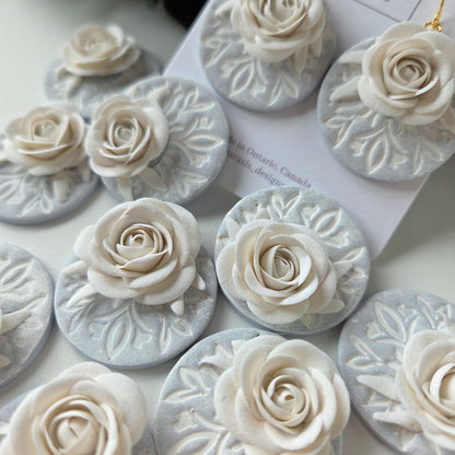 Large Roses on Painted Florals Earrings
