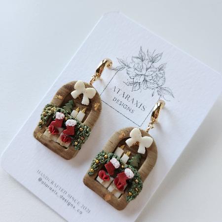 Christmas Bookshelf Earrings