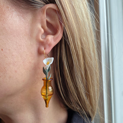 Calla Lilies in Yellow Vase