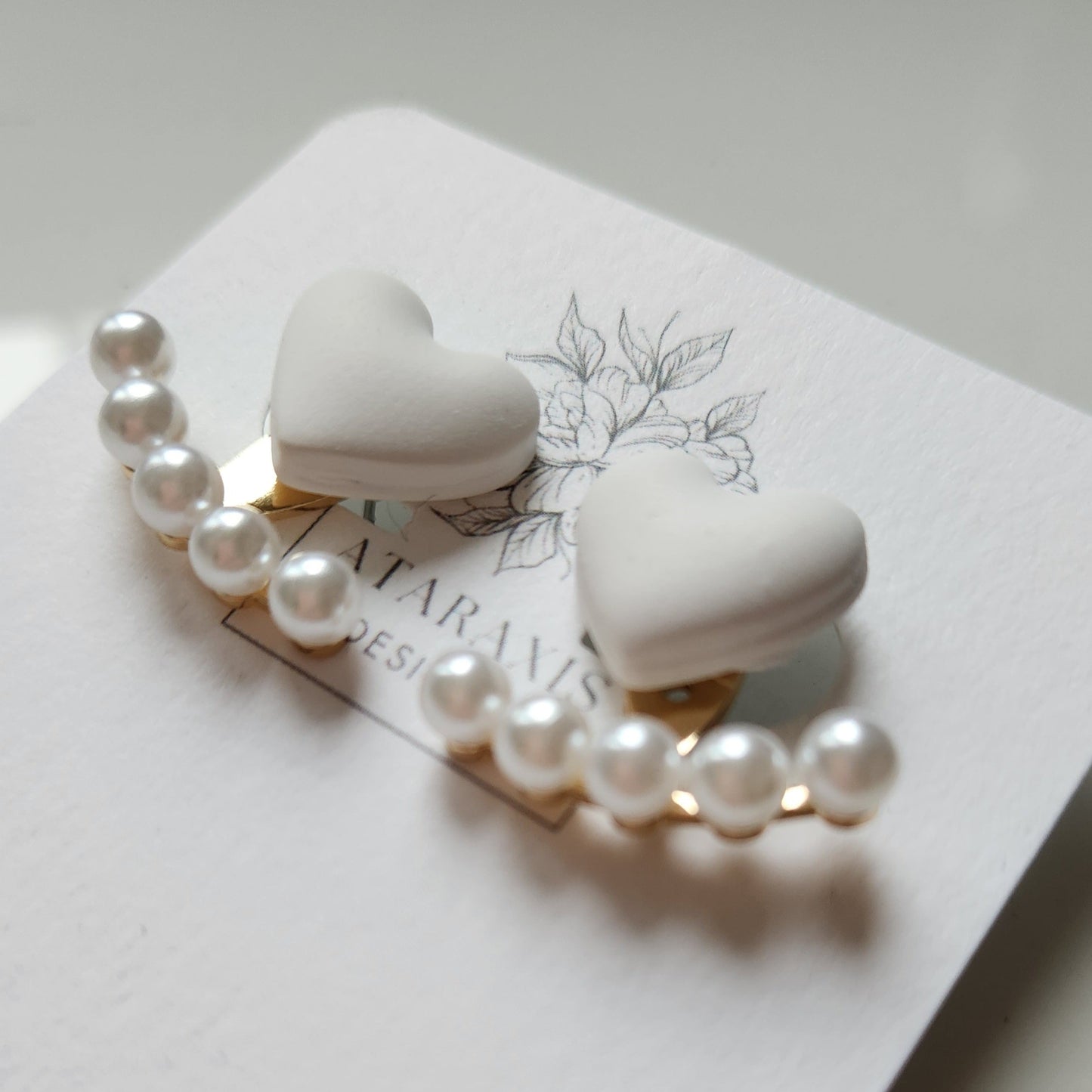 White Heart Stud Earrings