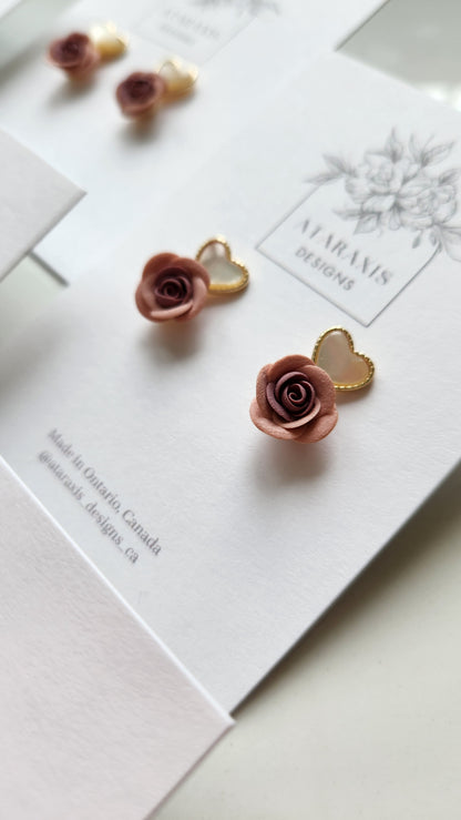 Mother of pearl rose studs