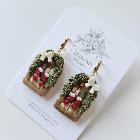 Christmas Bookshelf Earrings