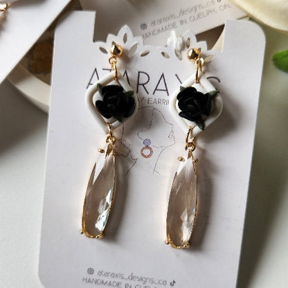 Elegant black and white earrings