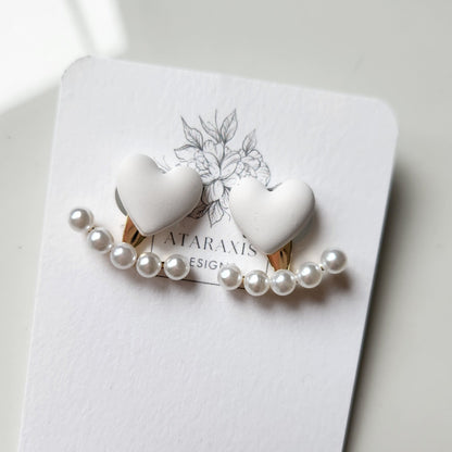 White Heart Stud Earrings