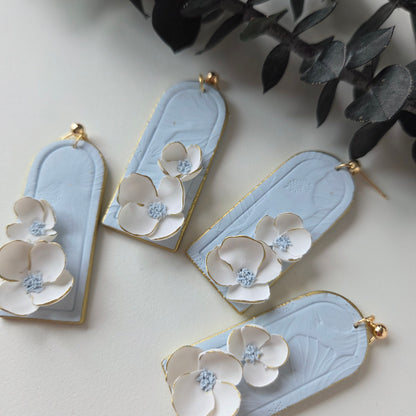 Blue Floral Arch Earrings