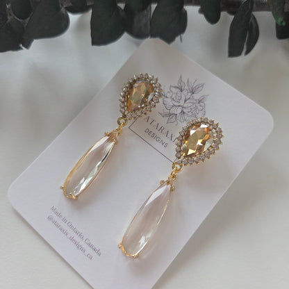 Golden - class crystal dangle earrings