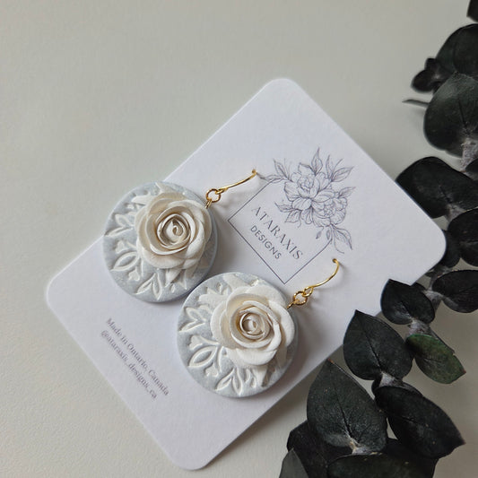 Large Roses on Painted Florals Earrings