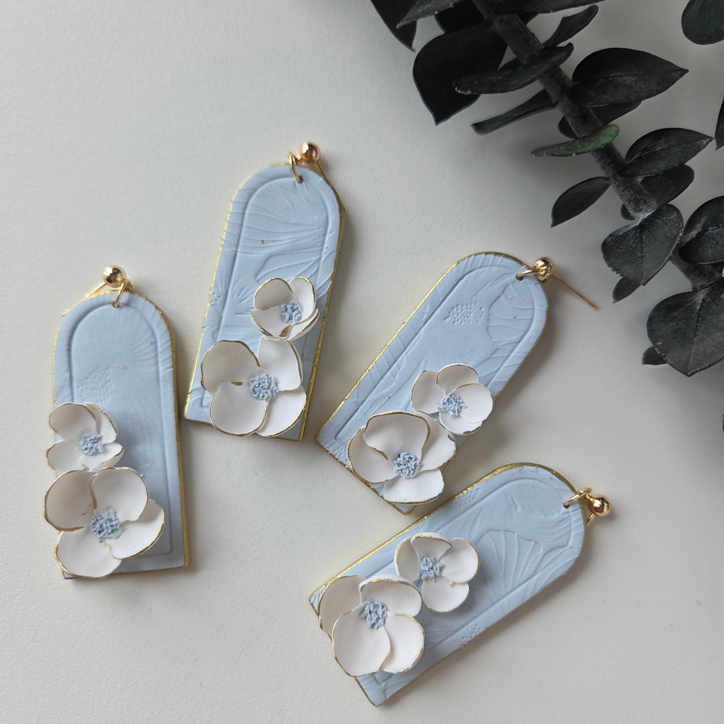 Blue Floral Arch Earrings