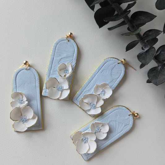 Blue Floral Arch Earrings