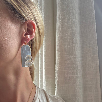 Blue Floral Arch Earrings