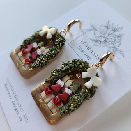 Christmas Bookshelf Earrings