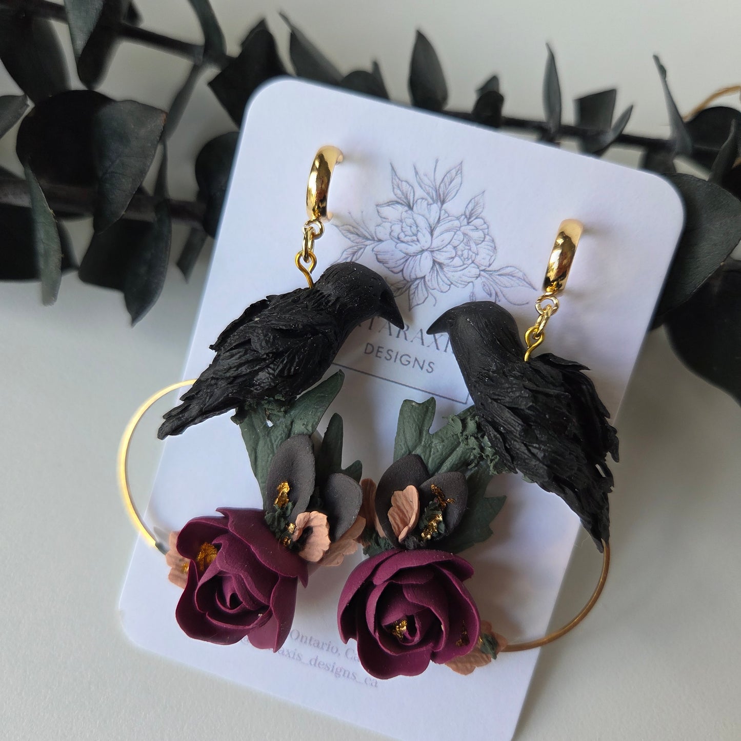 Ravens on Floral Wreath