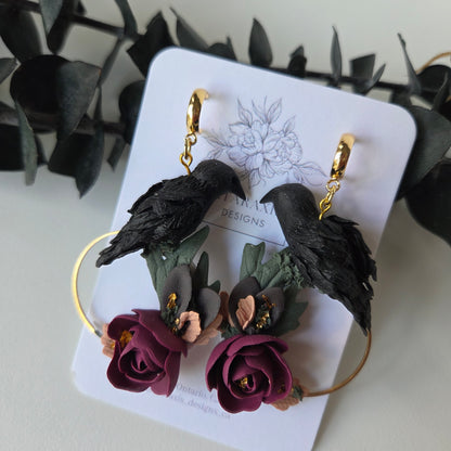 Ravens on Floral Wreath