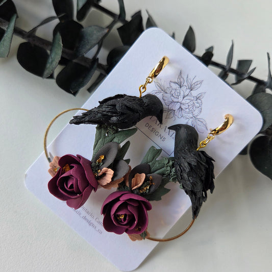 Ravens on Floral Wreath