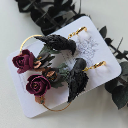 Ravens on Floral Wreath