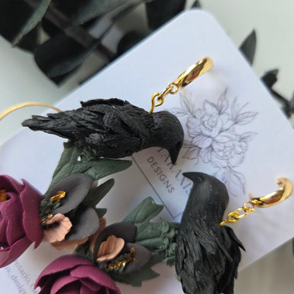 Ravens on Floral Wreath