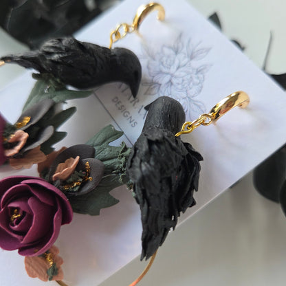 Ravens on Floral Wreath