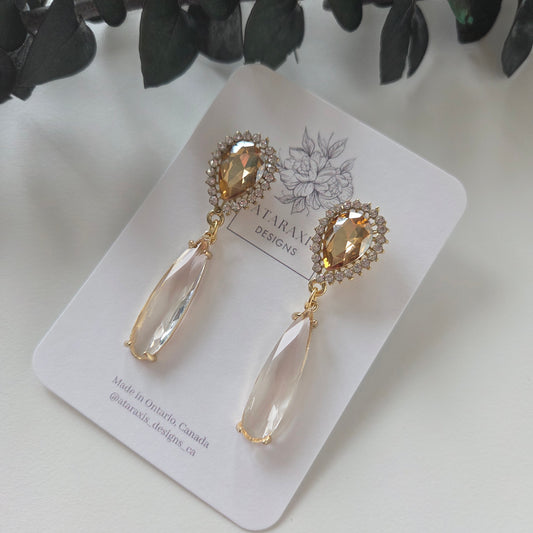 Golden - class crystal dangle earrings