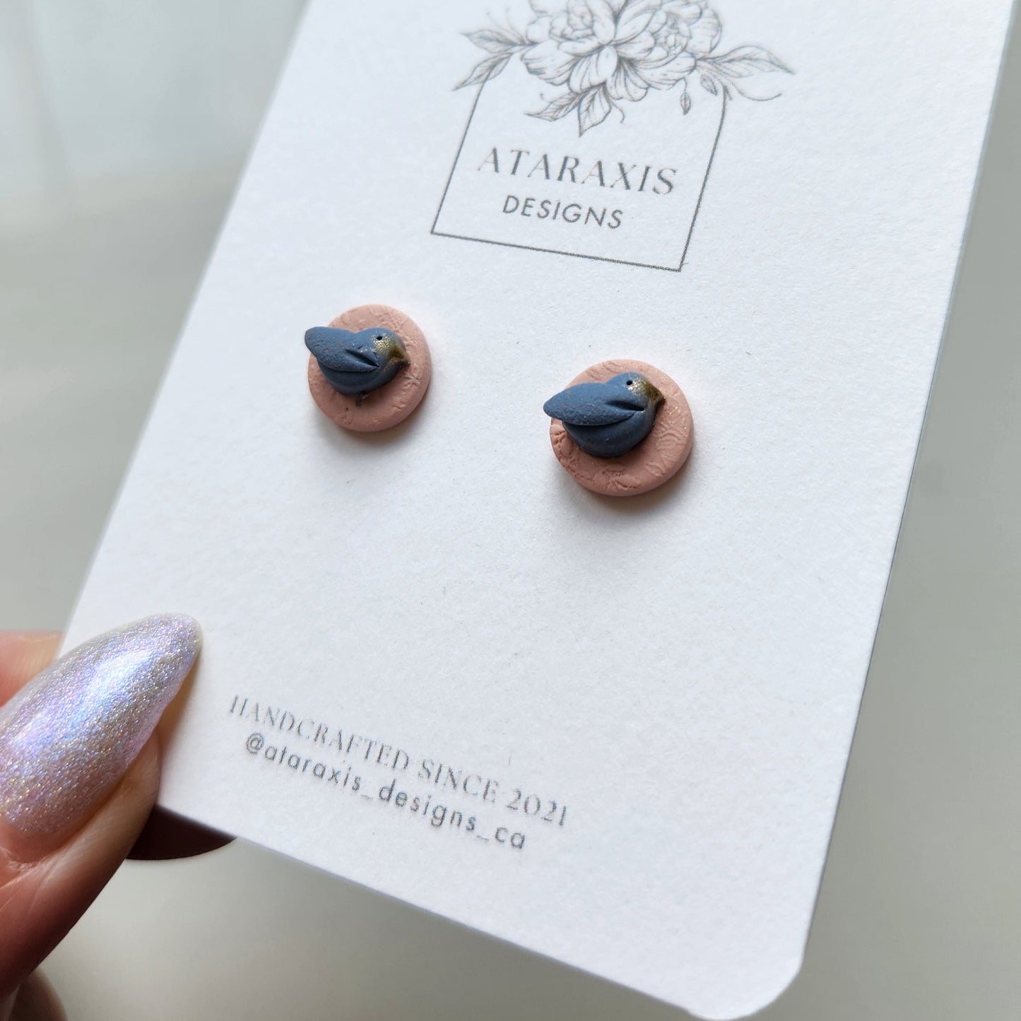 Blue Bird Stud Earrings