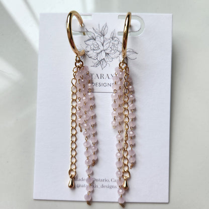 Soft Pink Beaded Hoop Earrings