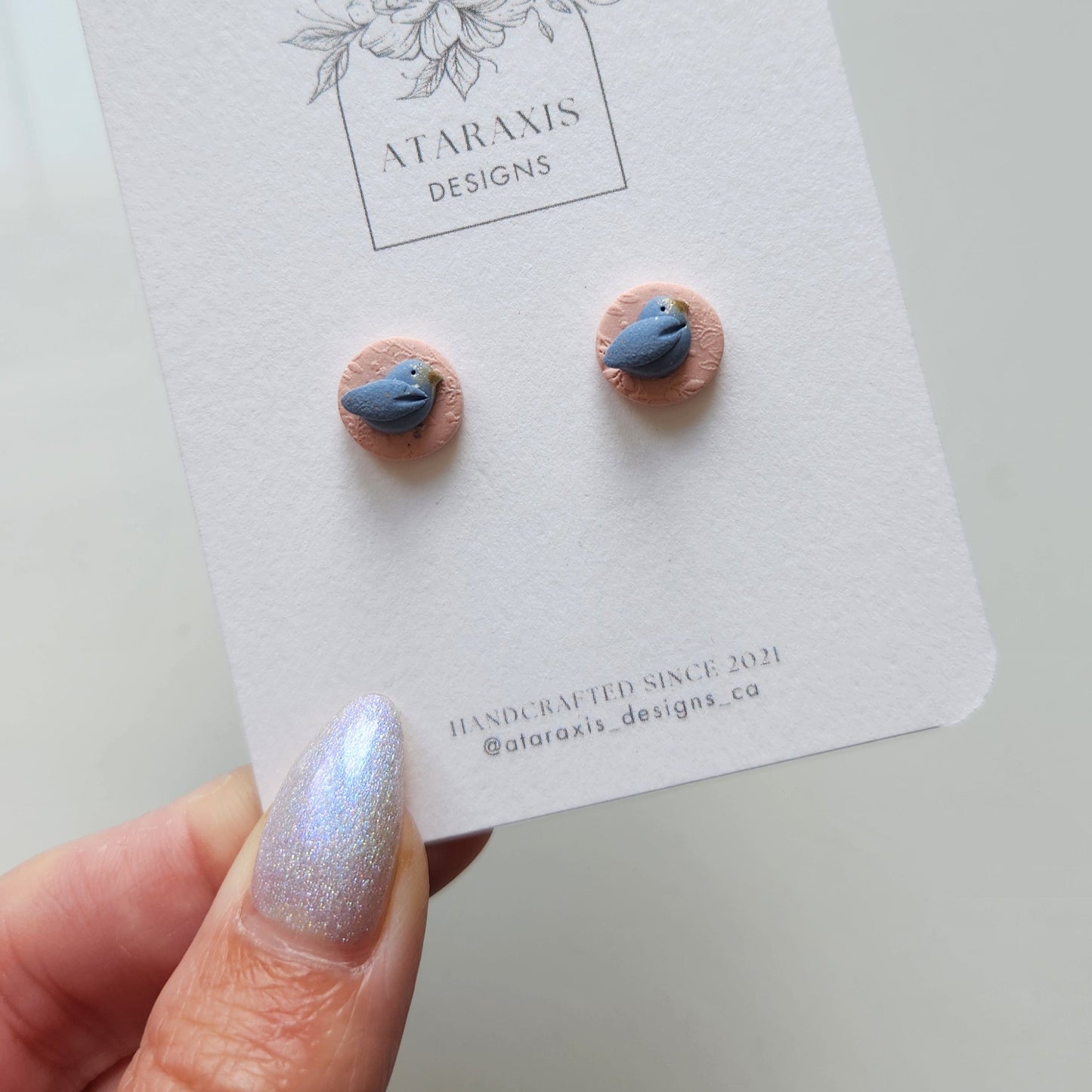 Blue Bird Stud Earrings